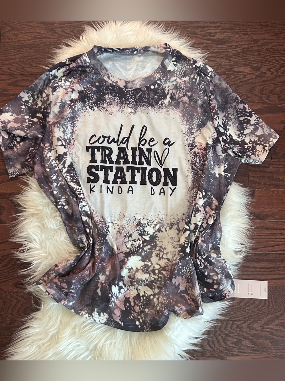Emery rose Could Be a Train Station Kinda Day Graphic Tee - Neutral Tie-Dye